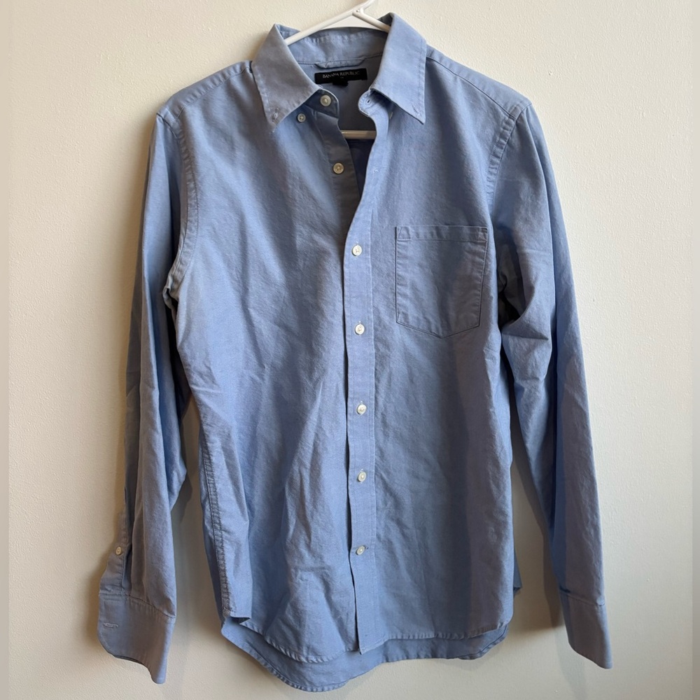 Men’s Light Blue Banana Long Sleeve Republic Button Down Shirt - Size: S
